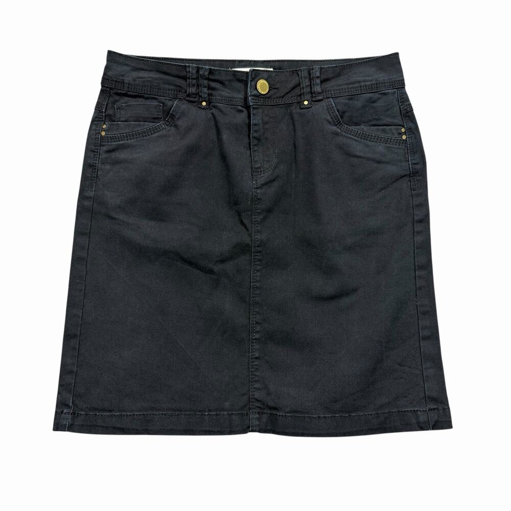 Camaïeu Womens Black Denim Skirt Sz 4 US 36 EU Casual Straight 5-Pocket Stretch